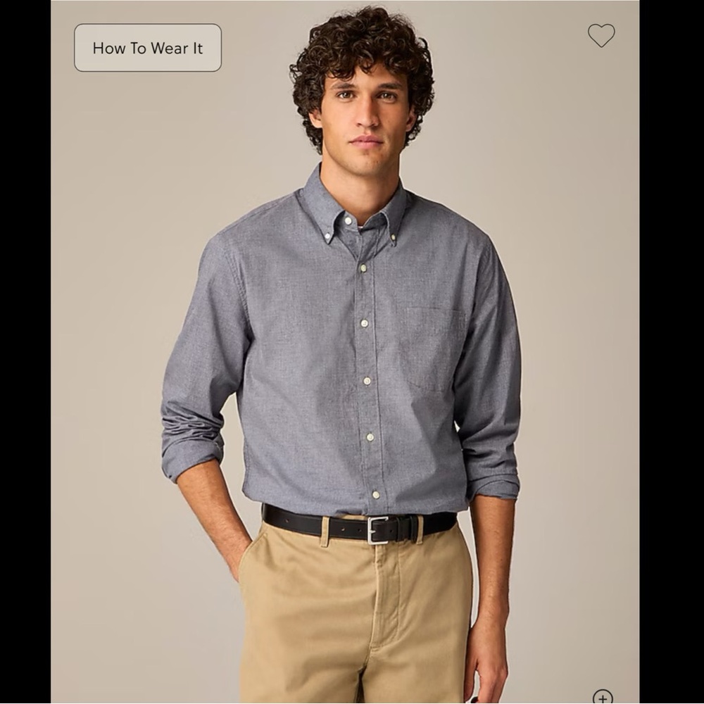 NWT J.CREW Men's Smoky Slate Slim Small Secret Wash Cotton Poplin Shirt